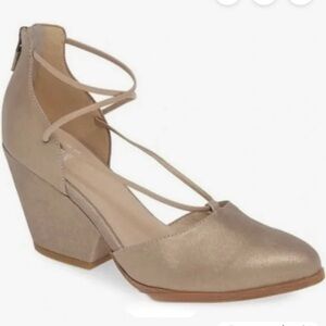 Eileen Fisher Poet Metallic Suede Criss-Cross D'Orsay Pumps.